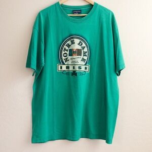 Vintage JanSport Notre Dame‎ Fighting Irish T-Shirt Green XL College Graphic